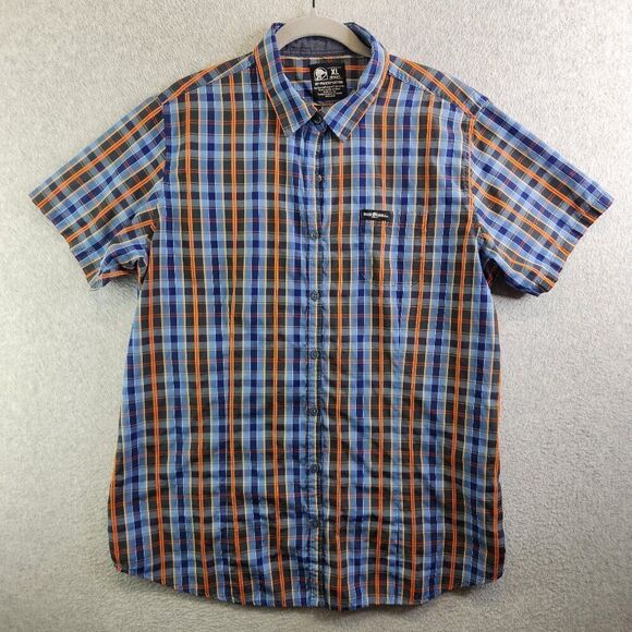Taco Bell Top Womens XL Blue Orange Plaid Employee Work Shirt Hipster Gorpcore - Picture 1 of 11